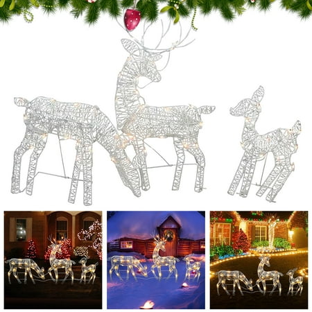 

BallsFHK Christmas Clearance 3Pc Lighted Deer Family Outdoor Christmas Winter Decoration For Front Yards