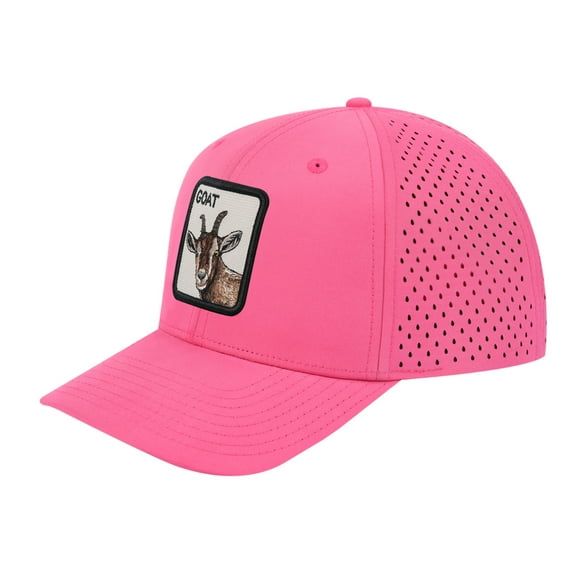 Unisex Embroidered The Goat, 6-Panel Microfiber Laser hole Trucker Hat, Pink/Pink, Adjustable Fit