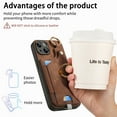 thumbnail image 4 of Allytech Wallet Case for iPhone 13 Pro Max, Support Car Mount, Luxury PU Leather Shockproof Anti-Fall 360° Finger Ring Stand Rotatable Kickstand Case with Magnetic Snap & Card Slots - Brown, 4 of 8