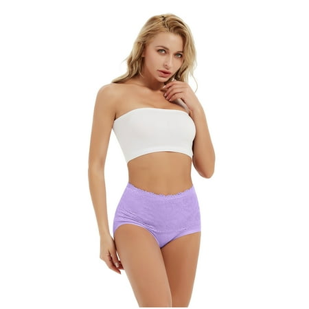 Purple Large Women High Waist Tummy Valentines Lingerie Plus Size Control Panties Underwear Shapewear Real Silk Lingerie for Women Brief Panties