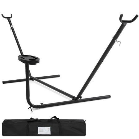 Hammock Stand Extender Best Choice Products 10-foot Portable Steel Hammock Stand w/ Cup Holder Accessory Tray and Carrying Case for Travel, Black ()