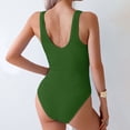 thumbnail image 4 of Wamejoo Women One Piece Swimsuit Solid Ribbed Monokini Swimwear Scoop Neck Low Back Bathing Suit (Army Green, L), 4 of 6