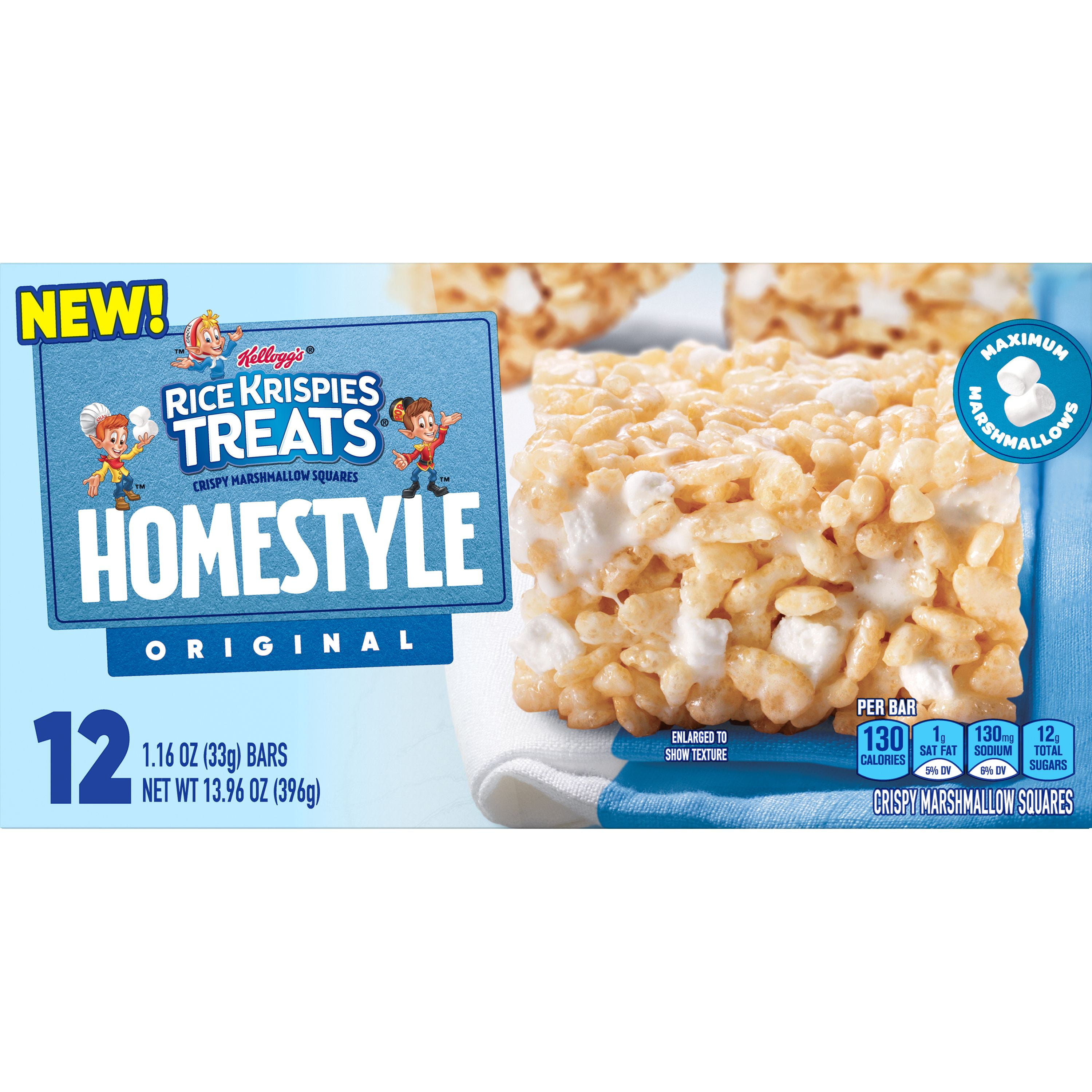 Kellogg S Rice Krispies Treats Homestyle Crispy Marshmallow Squares Original Lunch Box Snack 12ct 13 96oz Walmart Com Walmart Com