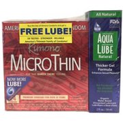Kimono Micro Thin Lubricated Latex Condoms - 24 ct + Free Aqua Lube Natural 2 oz