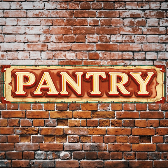 PANTRY Themed Tin Signs - 16x4 Inches - Great for Kitchen, Dining Room, Food Storage Decor - Vintage Metal Wall Art, Culinary Vibe, Pair with Cafe Decor, Funny Signs