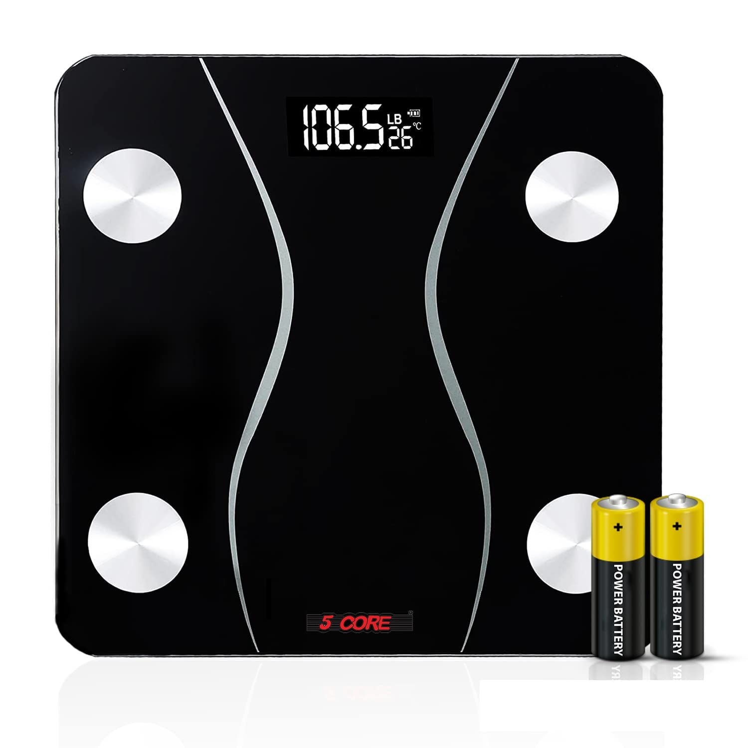 Digital Scale Precision Bathroom Scale Display Step-On Technology Body Weight (01 B Black)