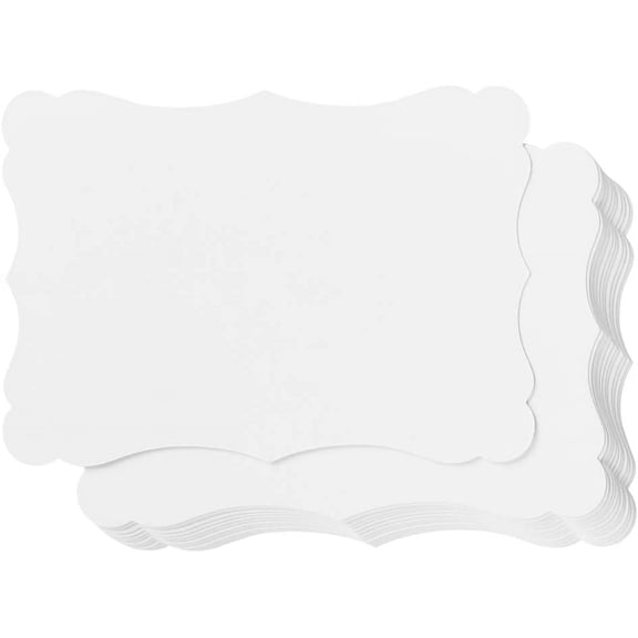 50 Pack Blank Kraft Cards Cardstock Thick Paper Brown Greeting Cards for DIY Gift Card Menus, Baby Shower and Wedding Invitations (White, 5x7IN)