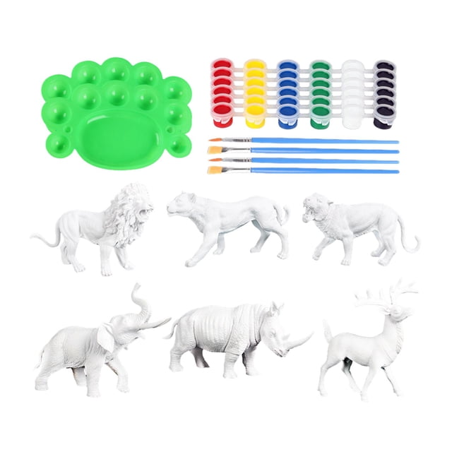 de pintura de animales, juguetes de animales, proyectos de arte, estatuas con , pintura de modelos de animales sin pintar para niños de 8