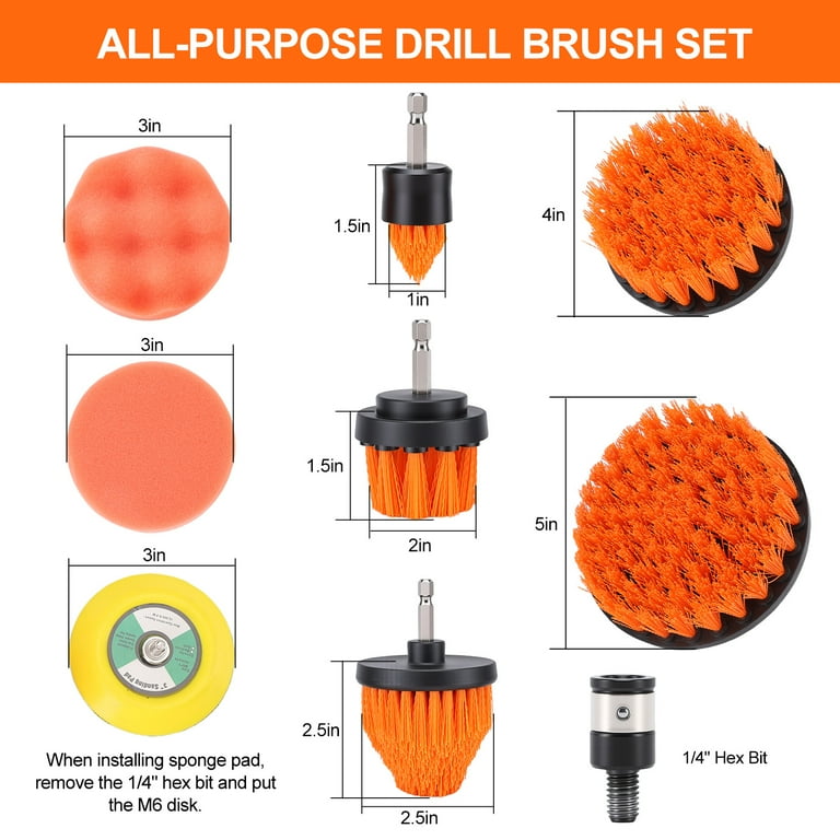 Cordless Buffer Polisher, 16.8V Auto Detailing Drill Brushes Set