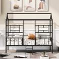 thumbnail image 2 of House Bed Twin Size Kids Bed Frame with Slatted Support,Metal Platform Bed Frame for Girls Boys,No Box Spring Needed,Black, 2 of 6