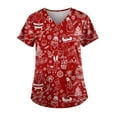 thumbnail image 3 of Hearthz Holiday Scrubs for Women Plus Size Stretch Women Scrub Tops V Neck Short Sleeve Nurses Working Uniforms with Pockets S-5xl, 3 of 5