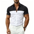 thumbnail image 3 of FRSASU Men's Casual Polo Shirt Short Sleeve Color Block Breathable Summer Golf Work Travel Beach Tops Black, 3 of 7