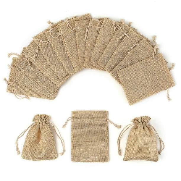 Bolsa de tela, 50 piezas, bolsitas de tela pequeñas, bolsita de algodón de 13 x 18 cm, bolsa de arpillera, bolsa de tela con cordón, bolsas de regalo para joyas, bolsita de té reutilizable (l)