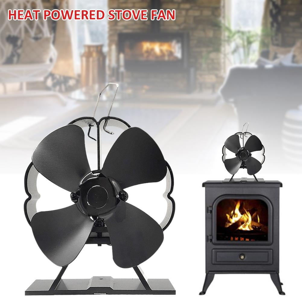 Details about   4 Blade Heat Powered Stove Fan Wood/Log Burner/Fireplace Fireplace Fans Heater 