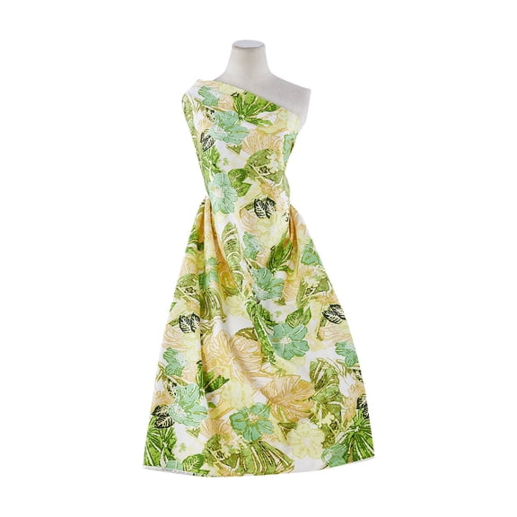 Zelouf Summer Tropical On Stretch Sateen , Sewing, DIY, Crafts Fabric by the Yard, 277Citron/green, 3 Yard