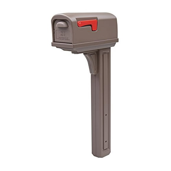 Gibraltar Mailboxes Classic Medium Capacity Double-Walled Plastic Mocha, All-In-One Mailbox & Post Combo Kit, GCL10000M
