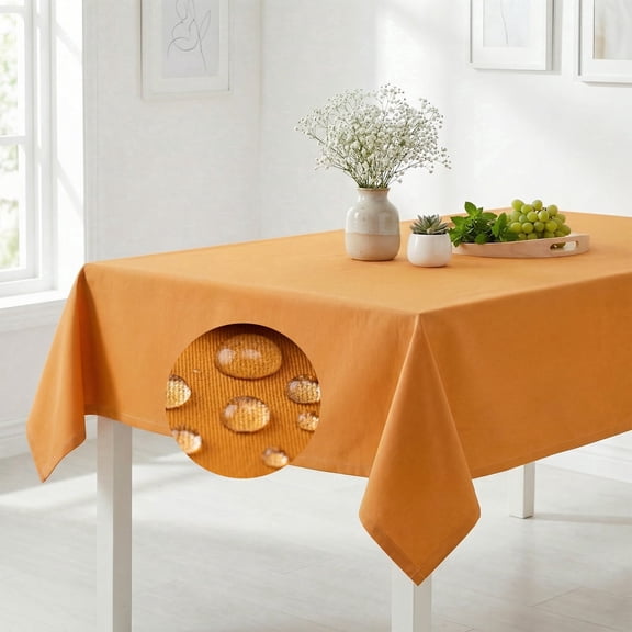 WAMSOFT Rectangle Tablecloth Heavy Duty Fabric Water Resistant for Dining Tablecloths Washable, Kitchen Tabletop Decoration, Thick Table Cover for Indoor and Outdoor Use,102x 54 Inch, yellow