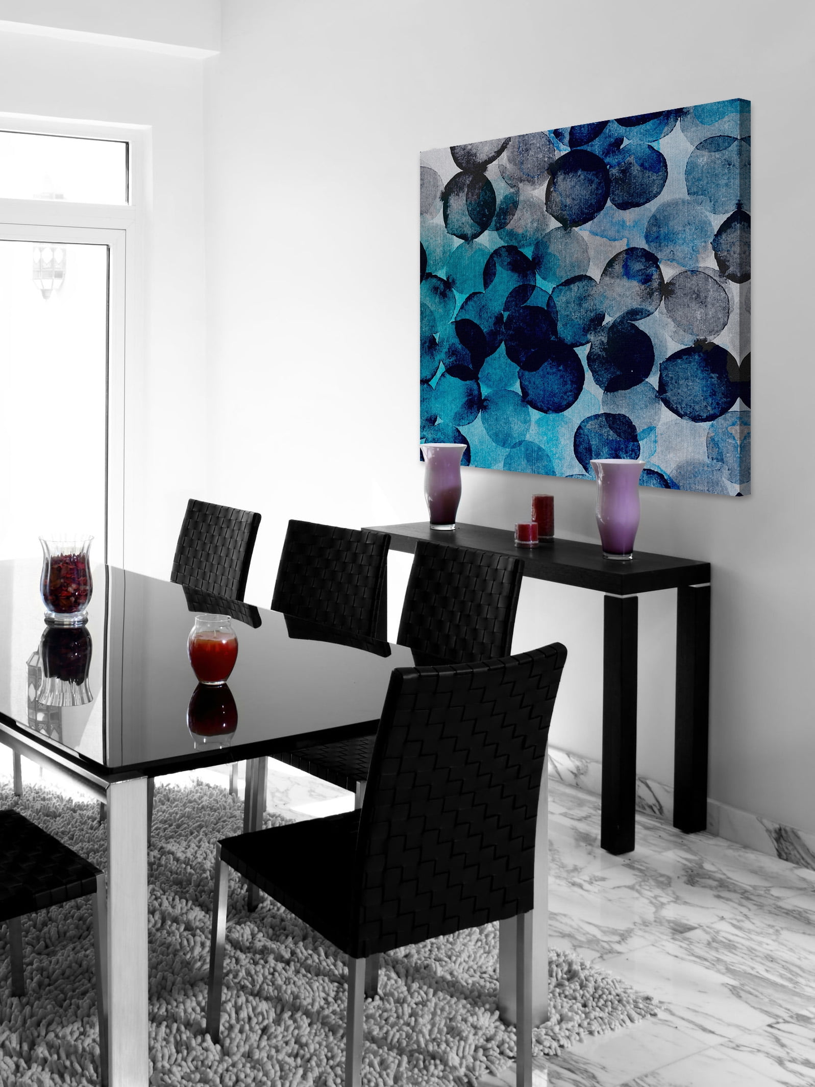 "Indigo Bubbles" Painting Print on Wrapped Canvas