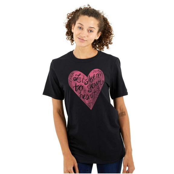 Love Quote Listen Your Heart Romantic Women's Plus Size Graphic Tee Brisco Brands 2X