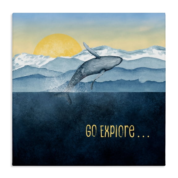Go Explore Whale Breach Canvas Wall Art, design by Brett Blumenthal