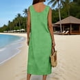 thumbnail image 5 of LNWUY Women Summer Casual Cotton Linen Dress Sleeveless A Line Long Sundress V Neck Flowy Maxi Tunic Tank Dresses Side Pockets Green M, 5 of 7