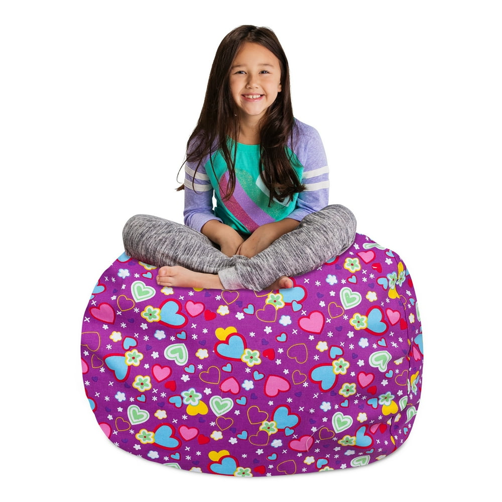 Posh Creations Kids Stuffed Animal Storage Bean Bag Chair Cover - Childrens Toy Organizer