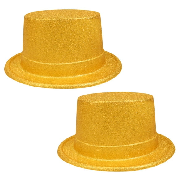Raindrops 2 Pcs Gold Top Hats Gold Hat Men Glitter Fedora Hat Size 1 Golden