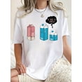 thumbnail image 1 of Camiseta De Verano MujerWomen's Fashionable Black T-Shirt with Abstract English Milk Carton Design - Casual Round Neck Short Sleeve, Comfortable Polyester Blend, Perfect for SummerFather's Day, Moth, 1 of 7