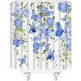 thumbnail image 3 of Blue Butterfly Shower Curtains Watercolor Butterflies Rustic Floral Spring Vine Nature Garden Woman Fabric Home Bathroom Decor Set with Hook（84" Wx70 H）, 3 of 3