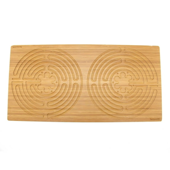 BambooMN Double Finger Labyrinth for Meditation and Prayer - Carbonized Brown 25" x 12.5", 7 Circuit Chartres Style, 1 Piece
