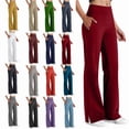 thumbnail image 6 of Fmbrln Yoga Pants for Women Plus Size Dressy Pants Office Business Work Pants Fashion Casual Side Slit Straight Leg Pants with Pockets, 6 of 6