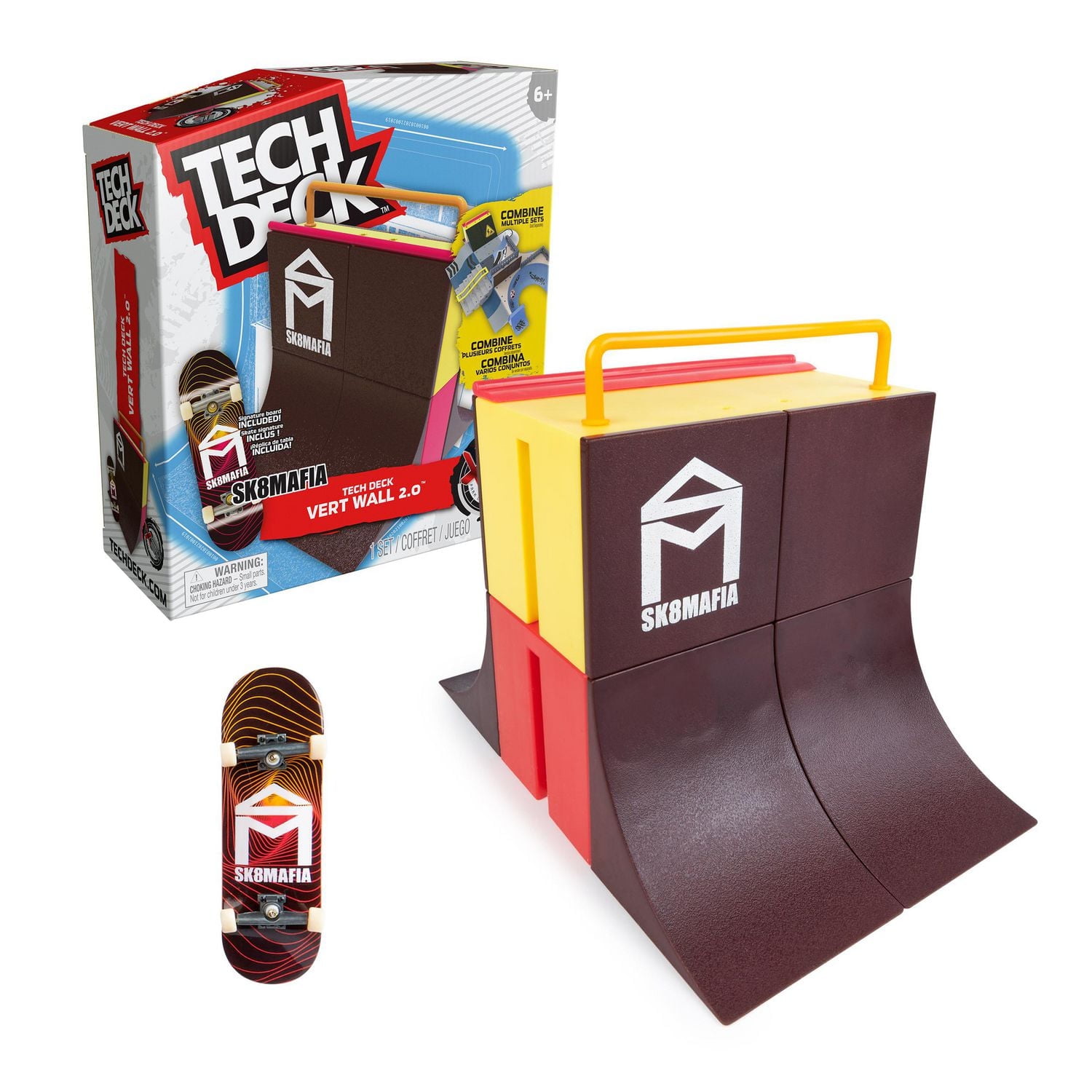 Tech Deck, Vert Wall 2.0, X-Connect Park Creator, Customizable and Buildable Ramp Set with Exclusive Fingerboard, Kids Toy for Boys and Girls Ages 6 and up