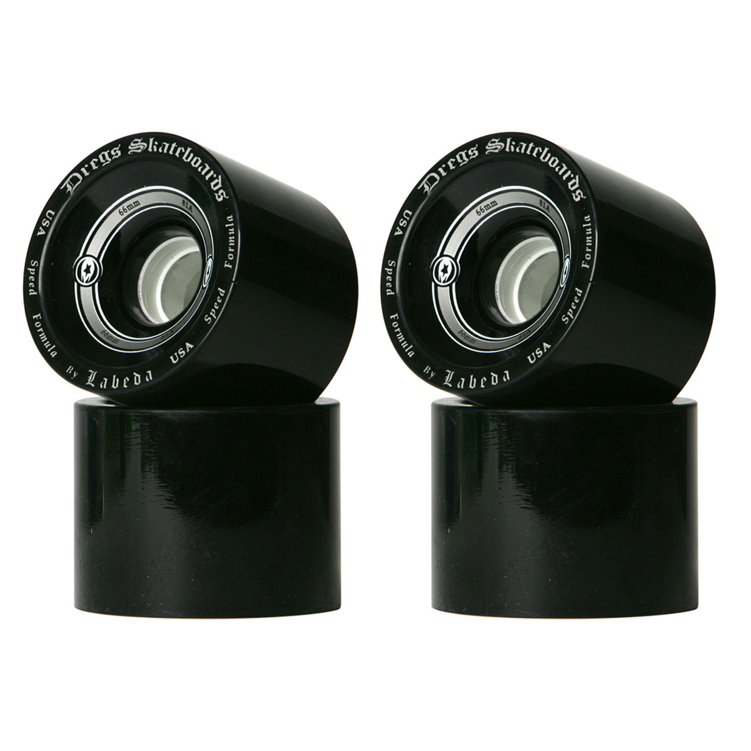 DREGS Longboard Wheels 66MM 81A Black RACE DOWNHILL SLIDE FORMULA USA