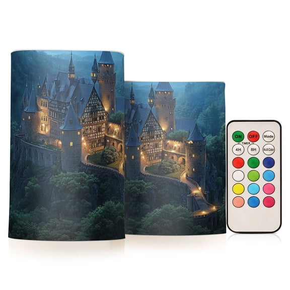 BZSMCE Flameless Candles LED Lights Great Castle Pattern Creativity Battery Candles