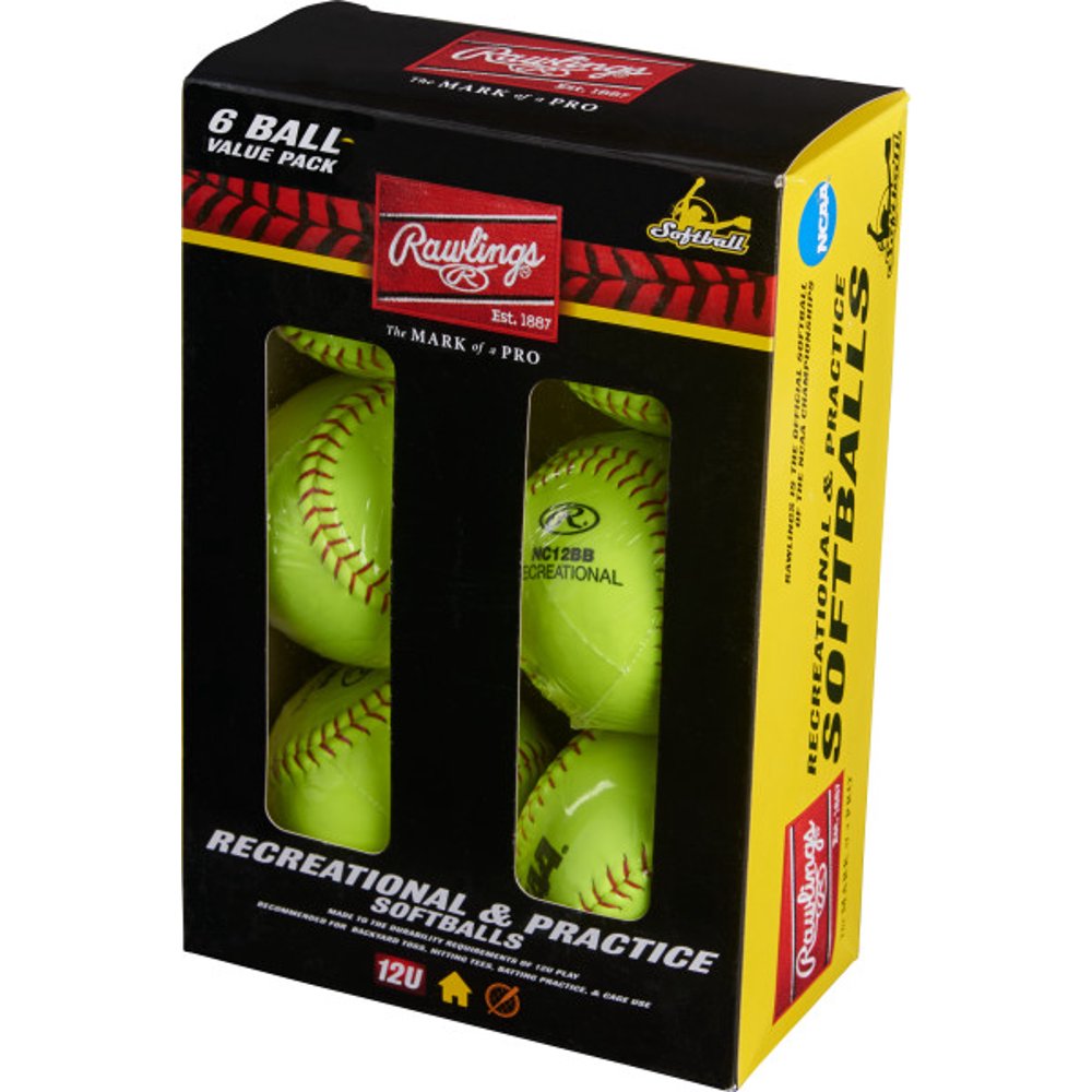(6 Pack) Rawlings 12U 12" Recreational & Practice NC12BB Fastpitch