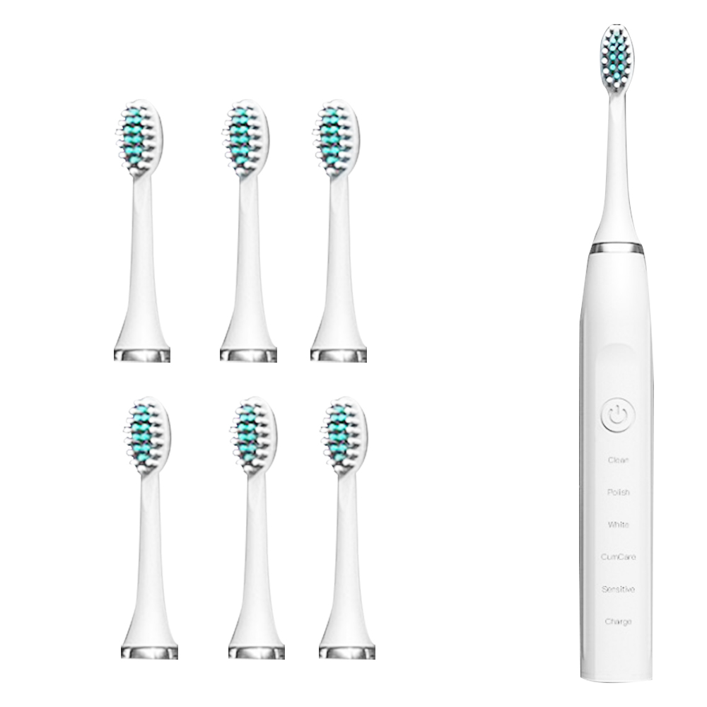 Rechargeable Sonic Electric Toothbrush, With 6 Replacement Brushes, Waterproof Electric Rechargeable Sonic Electric Toothbrush, With 6 Replacement Brushes, Waterproof Electric