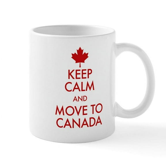 CafePress - Keep Calm Move To Canada Mug - 11 oz Ceramic Mug - Novelty Coffee Tea Cup