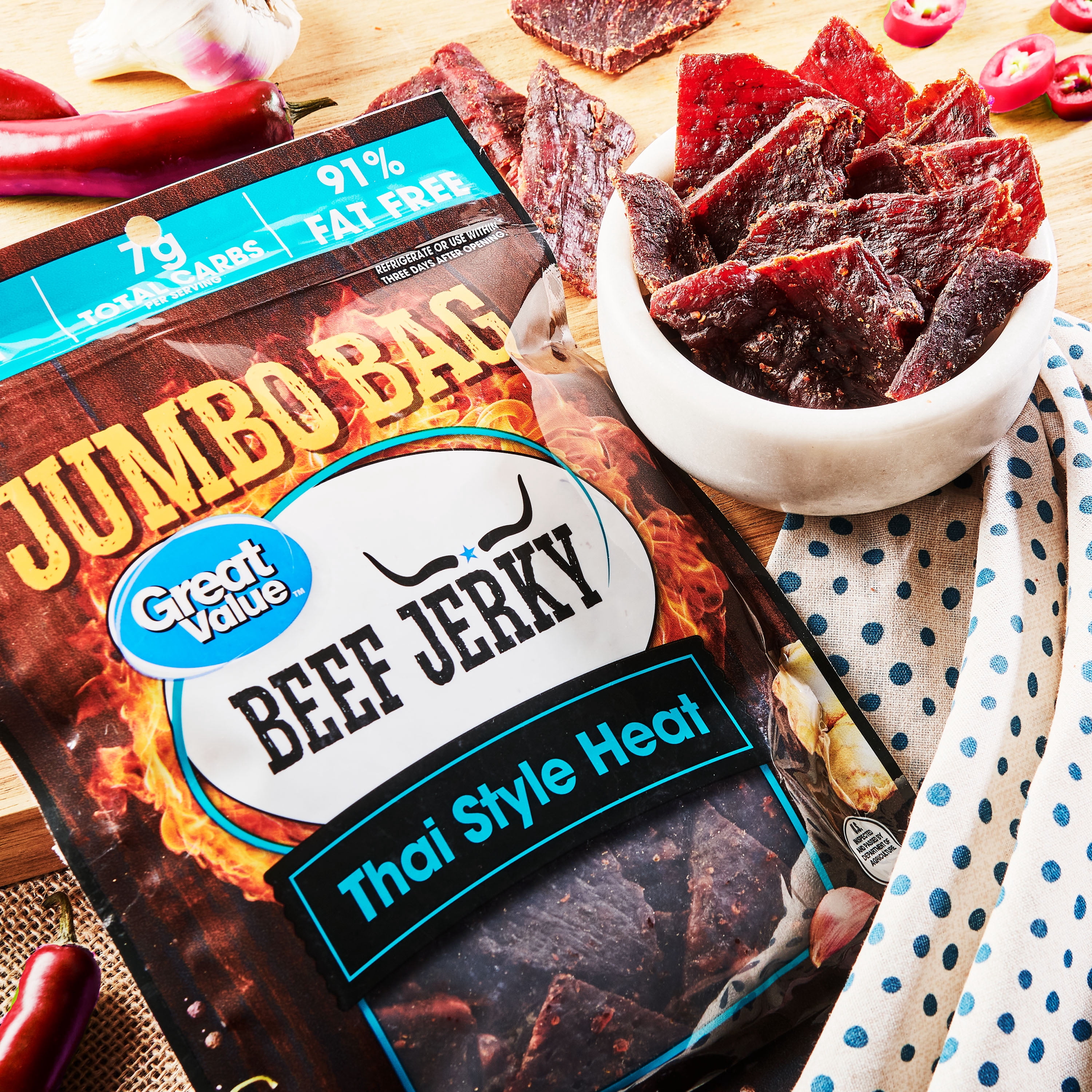 Great Value Beef Jerky, Thai-Style Heat, 5.85 oz