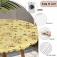 thumbnail image 6 of Summer Bees Fitted Tablecloth with Elastic Edged, Round Table Cloth for Dining Table, Pastoral Garden Yellow Honey Watercolor Waterproof Oil Proof Table Cover for Indoor Outdoor 55"-60", 6 of 8