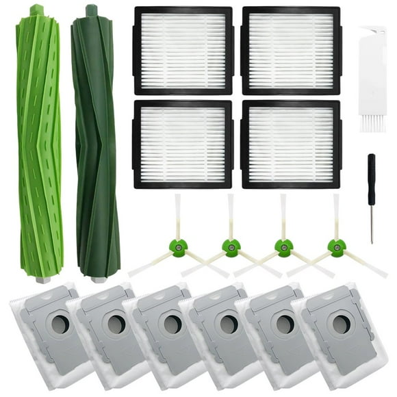 Parts Accessories Compatible for iRobot Roomba J7+ (7550)Combo Vacuum Cleaner 1 Set Multi-Surface Rubber Brushes 4 HEPA Filters & 4 Side Brushes 6 Dust Bags