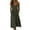 Army Green, variant on Vivianyo HD Women's V-Neck Spaghetti Strap Midi Dress, Summer Casual A-Line Sundress for Women, with Front Button Gathered and Side Pockets, Women's L, Sizes S-2XL