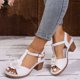 thumbnail image 4 of Sandalias de Cuña de las Mujeres Casuales de Moda Flor de Verano Grueso Sueldo Hueco de Una Correa de Tacón Alto Sandalias de Cuña, 4 of 9