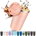 thumbnail image 4 of FORHVIPS Coffee Tumbler, 13oz Double Wall Vacuum Stainless Steel Vacuum Coffee Cup with Leakproof Lid and Non-Slip Sleeve, Reusable Thermal Coffee Cup to go for Keep Hot/Ice Coffee, Pink, 4 of 7