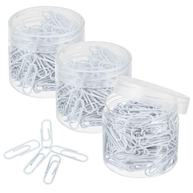 Unique Bargains Paper Clips 1.1 Inch Vinyl Coated with Box for Office Home White Count 600