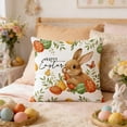 thumbnail image 1 of Decoraciones de Pascua, adornos de Pascua, regalos de Pascua, conejos de Pascua, cojines con inserto para sofá cama, flores de acuarela, huevos, lindo conejito, funda de almohada de fibra de poliéster, 1 of 6