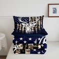 thumbnail image 5 of Manfei Rustic Country Deer Full Size Comforter Sets,Retro American Flag Bedding Comforter Set,Blue,Navy Blue Reversible,3 Pieces,1 Comforter and 2 Pillowcases, 5 of 7