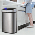 thumbnail image 2 of Automatic Touch-Free Rectangular Stainless Steel Trash Can with Lid, 13 Gallon, Brushed Finish, Motion-Sensor Activated, 2 of 6