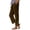 Brown, variant on Linen Pants Women Petite Ankle Length Straight Leg Cropped Pant Summer Casual Trousers Elastic Waist Lightweight Casual Trousers With Pockets