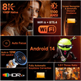 thumbnail image 2 of Magcubic 8K Support 1080P Native Android 14 Smart Projector with Auto Focus, 1100 ANSI, WiFi 6, 12W HiFi Stereo, HDR10+, 1.0:1 Throw Ratio for Home Theater & Gaming HY450Max, 2 of 13