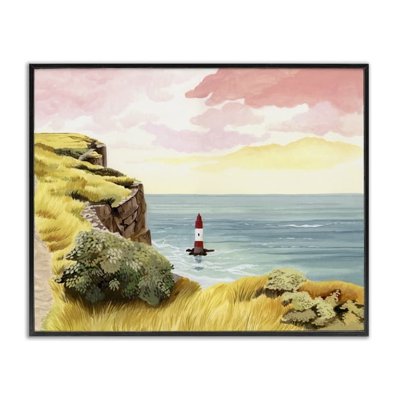 Beachy Head Lone Lighthouse Black Framed Giclee Art, design by Courtney Haley